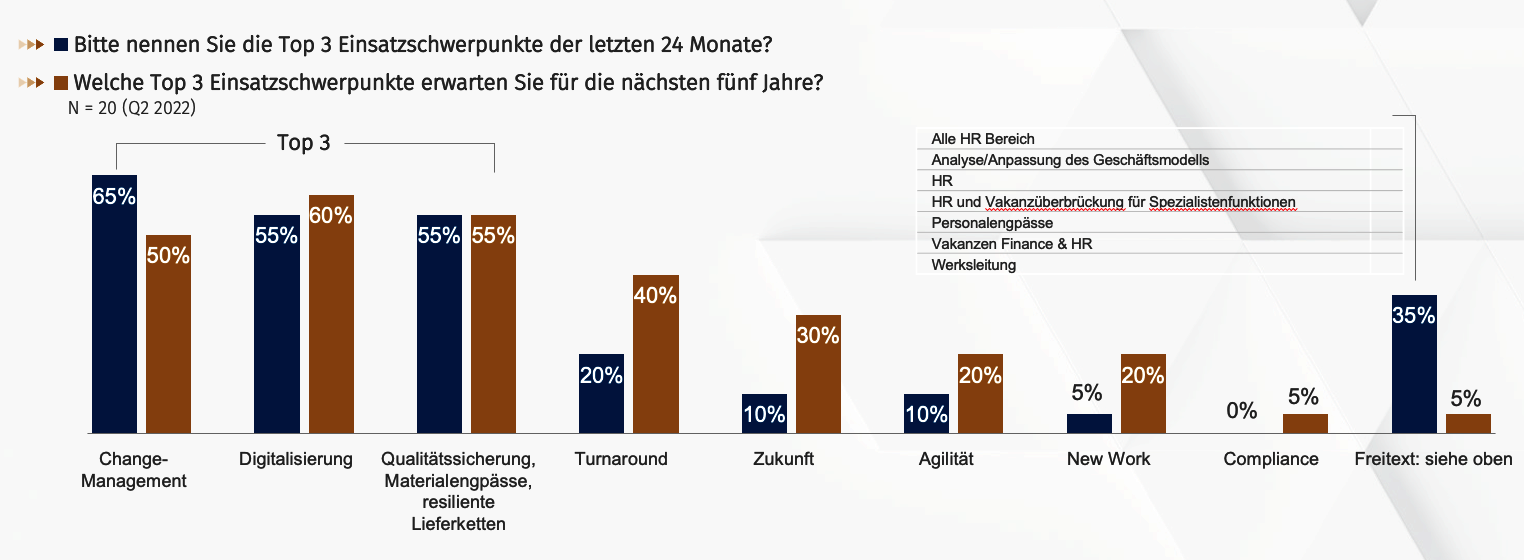 Heuse Interim Management Studie Q2 2022 TOP Einsatzschwerpunkte Provider