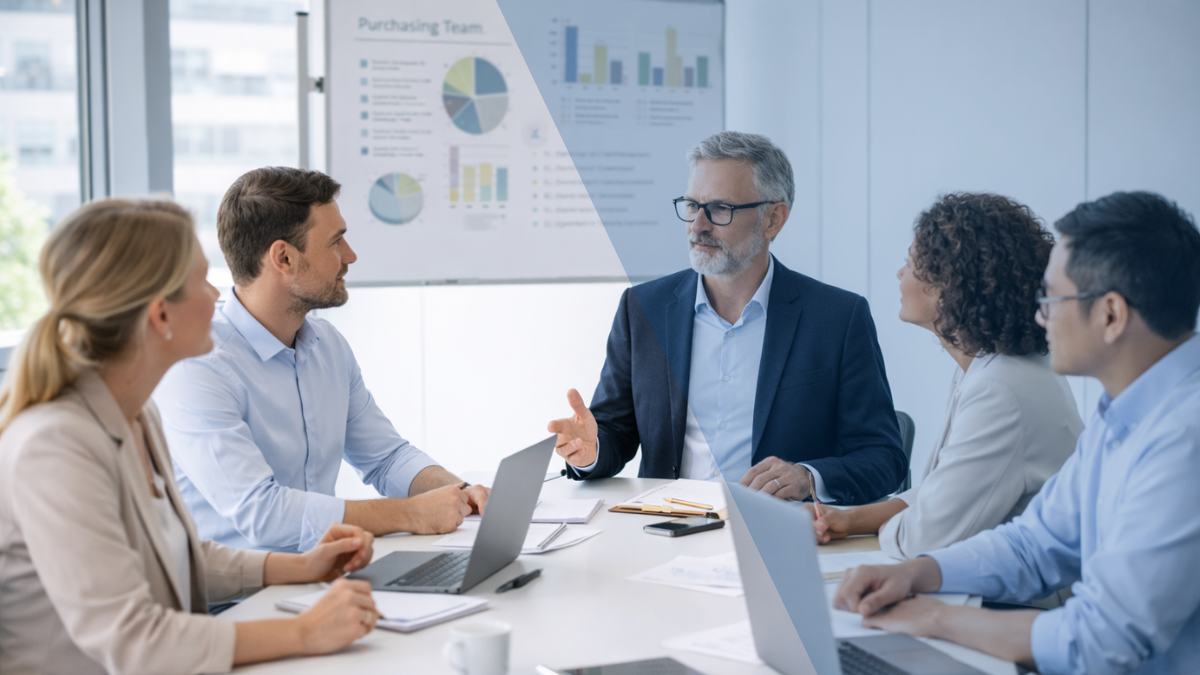 Interim Manager im Austausch mit dem Einkaufsteam eines Unternehmens in der Lebensmittelbranche. Interim Manager im Austausch mit dem Einkaufsteam eines Unternehmens in der Lebensmittelbranche.